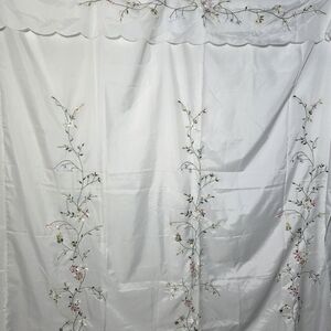 Floral Embroidered White Curtain